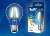 Лампочка светодиодная Uniel LED-A60-7W/WW/E27/CL/DIM GLA01TR картон