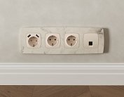 Комплект механизма компьютерной розетки RJ-45 (8P8C) CAT6A экранированной с автоматической защитной шторкой OMEGA Бежевый матовый Volt MO332005 QUANT