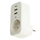 Сетевой фильтр 1-местный с/з  Stekker 50142 250В, 16А, 2USB+1Type-C 2,4 A, серия Nova, HM81-11-1, белый