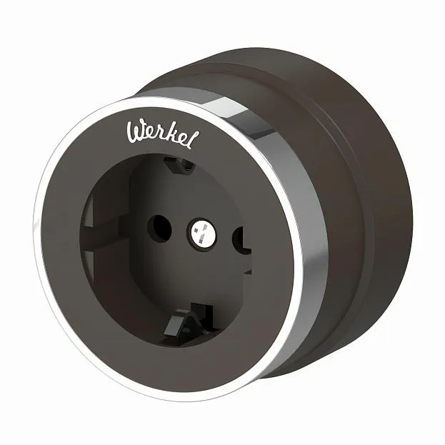 Розетка с заземлением Werkel W5871052 (мокко матовый/хром) a055927 Розетка с заземлением Werkel W5871052 (мокко матовый/хром) a055927