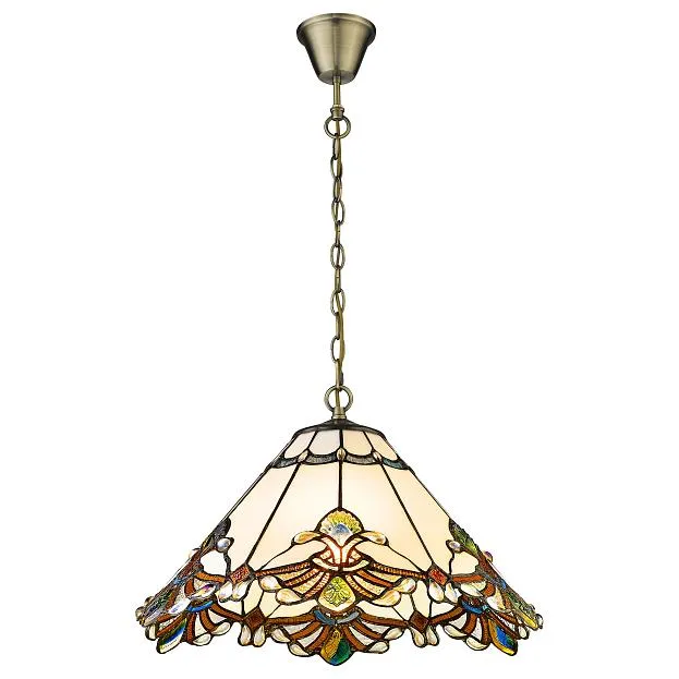 светильник подвесной, E27, 2x40W Velante 863-806-02 Стиль Tiffany