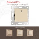 Выключатель одноклавишный с подсветкой, 10AX 250V Arte Milano 203.31-1.shampan am