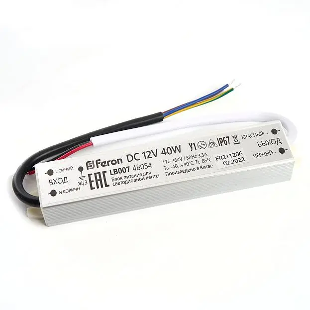 Трансформатор для светодиодной ленты Feron 48054 LB007 40W 12V Трансформатор для светодиодной ленты Feron 48054 LB007 40W 12V