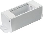 Настольный розеточный блок Squaredesign 4 мод. (2 мод. 45х45), алюминий, белые пластиковые заглушки с крепежом Donel DDSB4WPF DDSB