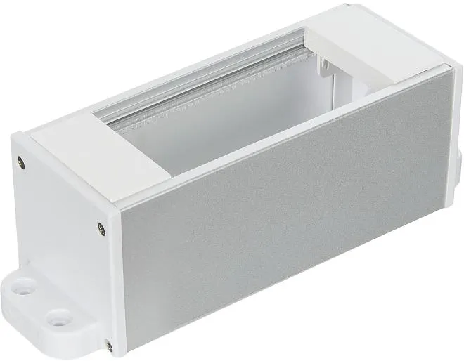 Настольный розеточный блок Squaredesign 4 мод. (2 мод. 45х45), алюминий, белые пластиковые заглушки с крепежом Donel DDSB4WPF DDSB