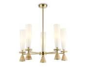 Люстра на штанге с травертином Ambrella light LH75371/5 GD/WH 