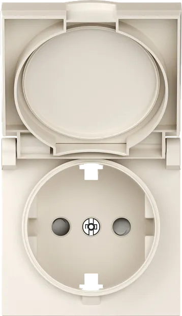 Накладка для розетки Schuko с заземлением, с крышкой, 16A 250 В~, матовый кремовый, Donel DE45431 A07