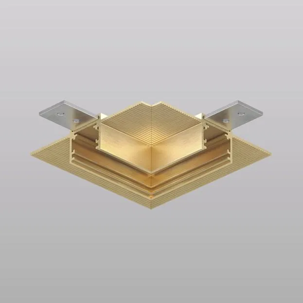 Угловой элемент трека для ГКЛ 12,5 мм, 90°, потолок–потолок, сатинированная латунь, алюминий Denkirs TR5705-SB SHINE HIDE