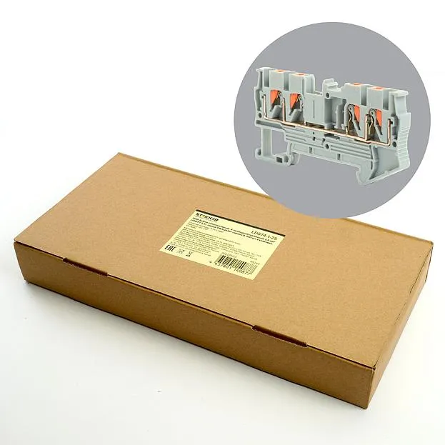 Зажим пружинный 4-проводной проходной ЗНИ - 25 JXB PT 25  серый LD574-1-25 Stekker 49245 49244