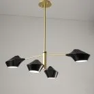 Люстра LANT 4 плафона. Размер L. Цвет черный. Золотой каркас. Lampatron 871-1306