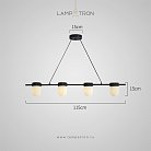 Реечный, рядный светильник TORVILL LONG 4 плафона. Цвет черный Lampatron f-torvill-long-4-black 8860-25016