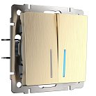 Выключатель двухклавишный с подсветкой Werkel W1120110 (шампань рифленый) a051414