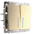 Выключатель двухклавишный с подсветкой Werkel W1120110 (шампань рифленый) a051414