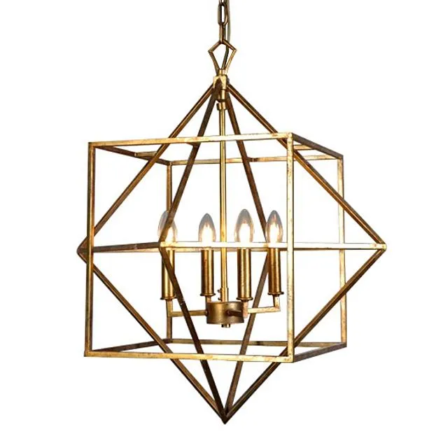 Подвесной светильник CUBIST Chandelier Gold 4 bulbs ImperiumLoft 123482-22 40.2118