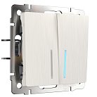 Выключатель двухклавишный с подсветкой Werkel W1122113 (перламутровый рифленый) a051174