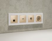 Комплект механизма компьютерной розетки RJ-45 (8P8C) CAT6A экранированной с автоматической защитной шторкой ALFA Шампань Volt MA612005 QUANT