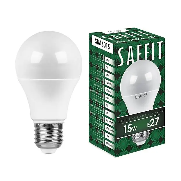 Лампа светодиодная Saffit 55012 SBA6015 Шар E27 15W 6400K Лампа светодиодная Saffit 55012 SBA6015 Шар E27 15W 6400K