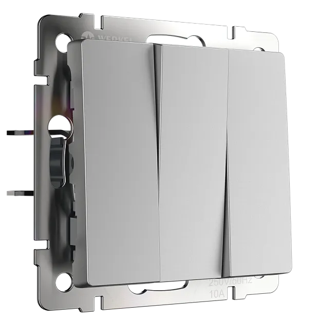 выключатель трехклавишный Werkel W1130006 Встраиваемые механизмы серебряные a050876