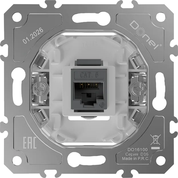 Механизм розетки RJ45 одиночная cat.6/ClassE-8, Donel DO16100 D16