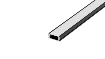 Накладной алюминиевый профиль, 17,4х7х2000мм. В комплекте матовый экран, 4 торцевые заглушки, 4 крепежа, черный Donel DN18C1707B2Set DN18