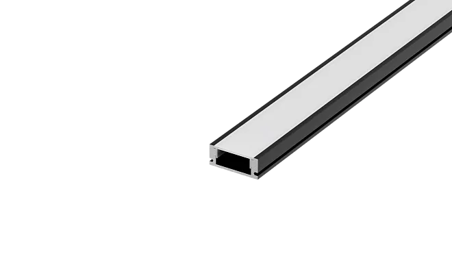 Накладной алюминиевый профиль, 17,4х7х2000мм. В комплекте матовый экран, 4 торцевые заглушки, 4 крепежа, черный Donel DN18C1707B2Set DN18