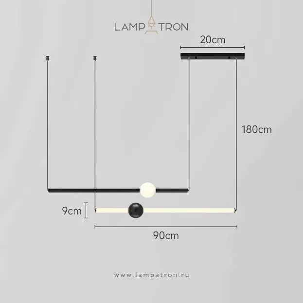 Подвесной светильник WAND HRZ 2 подвеса. Цвет черный. Размер L Lampatron 8626-24095 Подвесной светильник WAND HRZ 2 подвеса. Цвет черный. Размер L Lampatron 8626-24095