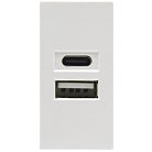 USB зарядное устройство, 2.1A, Type A + C, 1 мод., бел. (22.5х45мм) Donel DUSB2100WCF 45х45