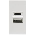 USB зарядное устройство, 2.1A, Type A + C, 1 мод., бел. (22.5х45мм) Donel DUSB2100WCF 45х45