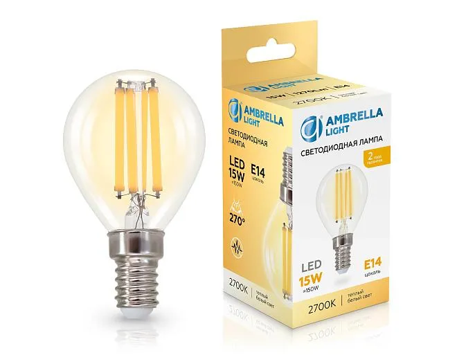 Светодиодная лампа Шар P45 15W 2700K Ambrella light 451533