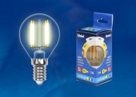 Лампочка светодиодная Uniel LED-G45-5W/WW/E14/CL/MB GLM10TR картон