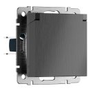 розетка с заземлением, шторками и защитной крышкой Werkel W1171204 Встраиваемые механизмы графит рифленый a069599