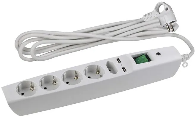 Розеточные блоки, удлинители ЭРА SFU-5es-2m-W