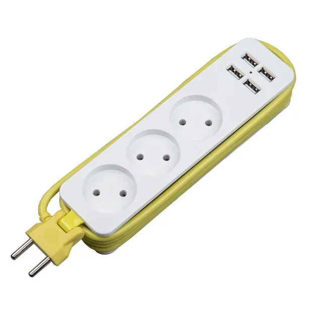 Розеточные блоки, удлинители Uniel S-CT3-1,8U WHITE/GREEN Travel