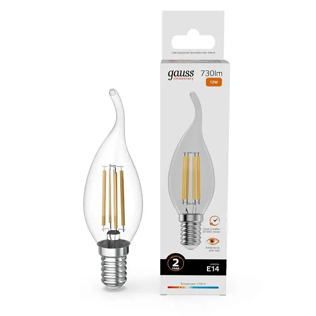 Светодиодная филаментная лампа Gauss 42112 FILAMENT ELEMENTARY Светодиодная филаментная лампа Gauss 42112 FILAMENT ELEMENTARY
