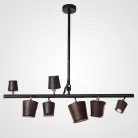 Реечный, рядный светильник CONNY 7 цилиндрических плафонов. Темное дерево. Lampatron 1299-4045