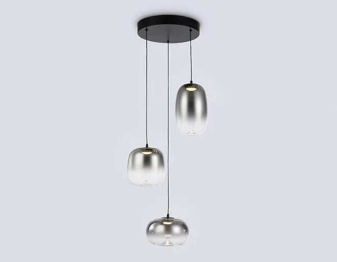 Подвесной светильник Ambrella light LH11099/3 BK/SM черный/дымчатый 12W 3000K D350*1505 Подвесной светильник Ambrella light LH11099/3 BK/SM черный/дымчатый 12W 3000K D350*1505