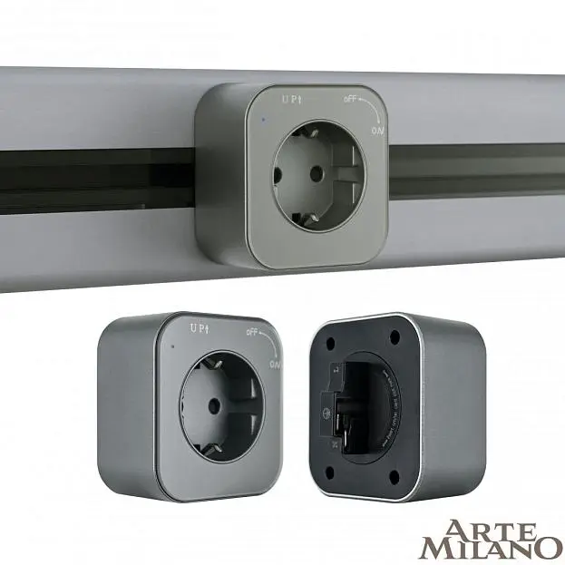 Трековая розетка, 16A 250V Arte Milano 380022TS/ES Grey Am Трековая розетка, 16A 250V Arte Milano 380022TS/ES Grey Am