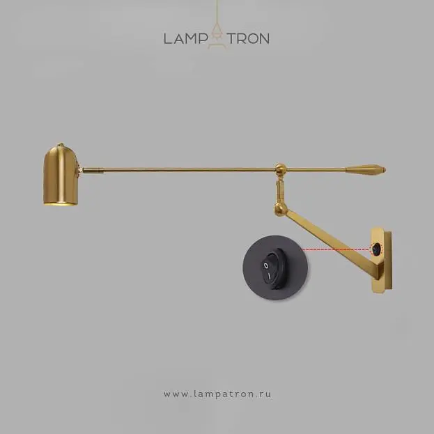Бра ALEX Цвет Латунь. Выключатель на корпусе Lampatron 6355-23519 Бра ALEX Цвет Латунь. Выключатель на корпусе Lampatron 6355-23519