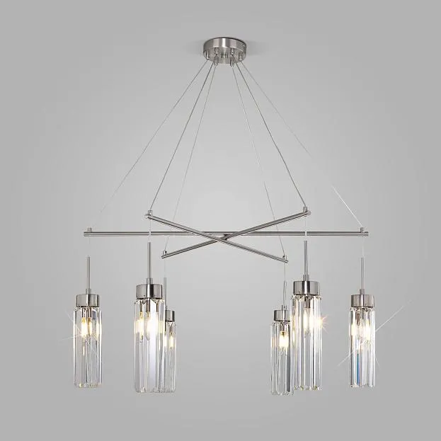 Подвесной светильник со стеклянными плафонами Eurosvet 60163/6 никель a065758 Gilian