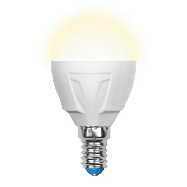 Лампочка светодиодная Uniel LED-G45-6W/WW/E14/FR/DIM PLP01WH картон Лампочка светодиодная Uniel LED-G45-6W/WW/E14/FR/DIM PLP01WH картон
