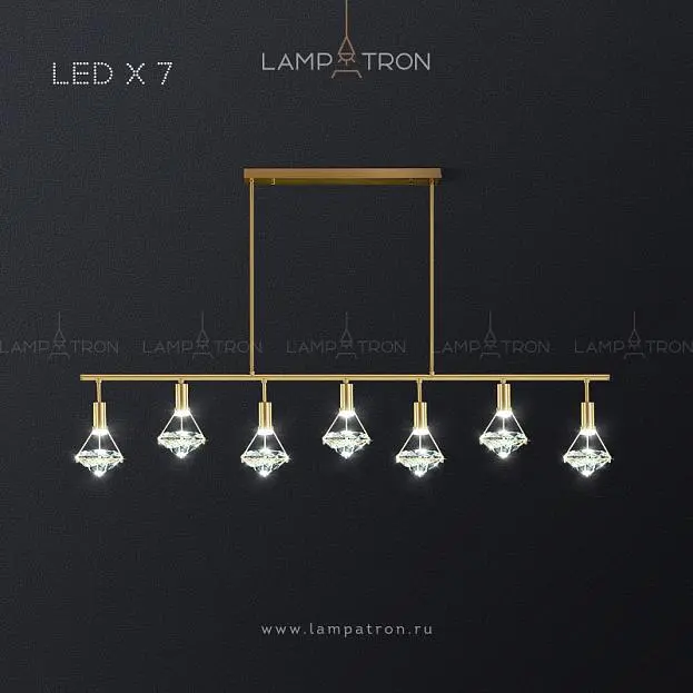 Реечный, рядный светильник GLASGOW LONG 7 ламп Lampatron 4614-11676 Реечный, рядный светильник GLASGOW LONG 7 ламп Lampatron 4614-11676