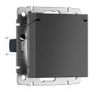 розетка с заземлением, шторками и защитной крышкой Werkel W1171264 Встраиваемые механизмы графит матовый a069592