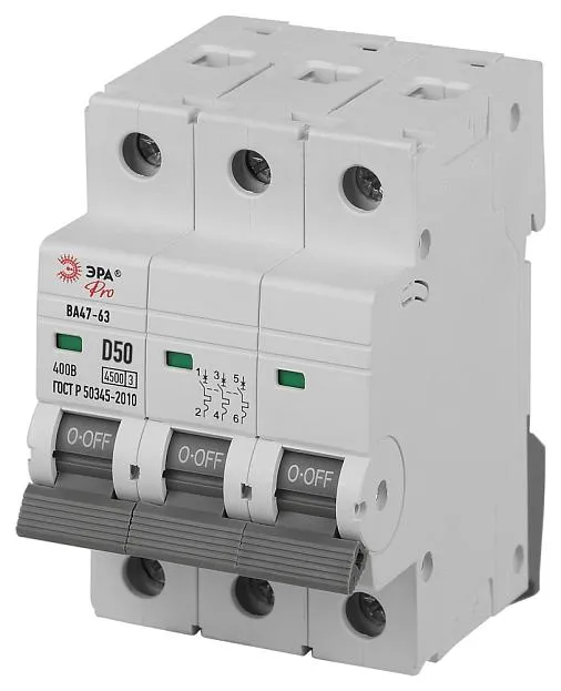Автоматический выключатель ЭРА VA63-3P50D4.5
