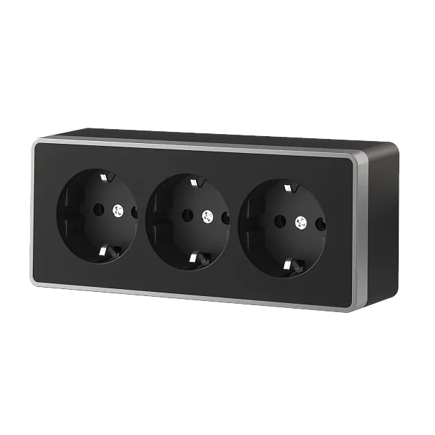 Розетка тройная werkel w5073134 накладные механизмы gallant черный с серебром a056944