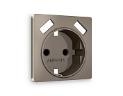 Лицевая панель ALFA (Темная бронза матовый) для электрической розетки с заземлением со шторками 2USB Ambrella Volt AP6390 QUANT