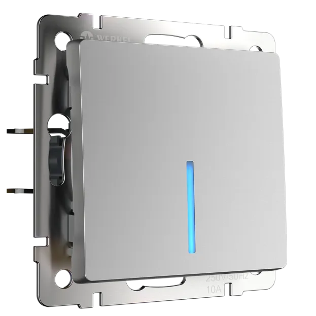 выключатель одноклавишный проходной с подсветкой Werkel W1112106 Встраиваемые механизмы серебряные a050882