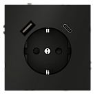 Розетка встраиваемая с заземлением и защитными шторками + usb 16А VOLTUMVLS040508