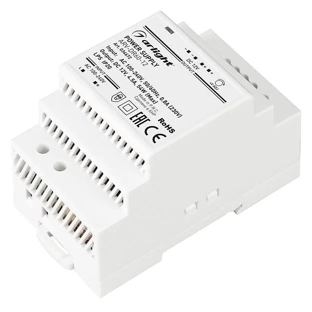 Блок питания ARV-DR60-12 (12V, 4,5A, 54W) IP20 DIN-рейка Arlight 034672 ARV-DIN Блок питания ARV-DR60-12 (12V, 4,5A, 54W) IP20 DIN-рейка Arlight 034672 ARV-DIN