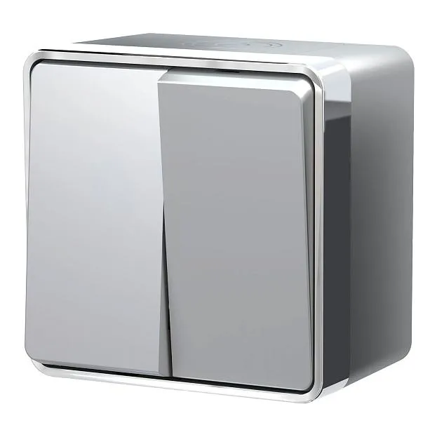 Выключатель двухклавишный влагозащищенный Werkel W5020206 Gallant (серебряный) a052771 Выключатель двухклавишный влагозащищенный Werkel W5020206 Gallant (серебряный) a052771