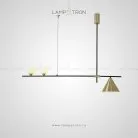 Реечный, рядный светильник ODDS 1+2 плафона. Плафон золото. Каркас черный+золото. Lampatron 1574-14003